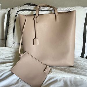 SAINT LAURENT NORTH SOUTH SHOPPER TOTE SUPPLE LEATHER - Light Pink- $1450 Retail